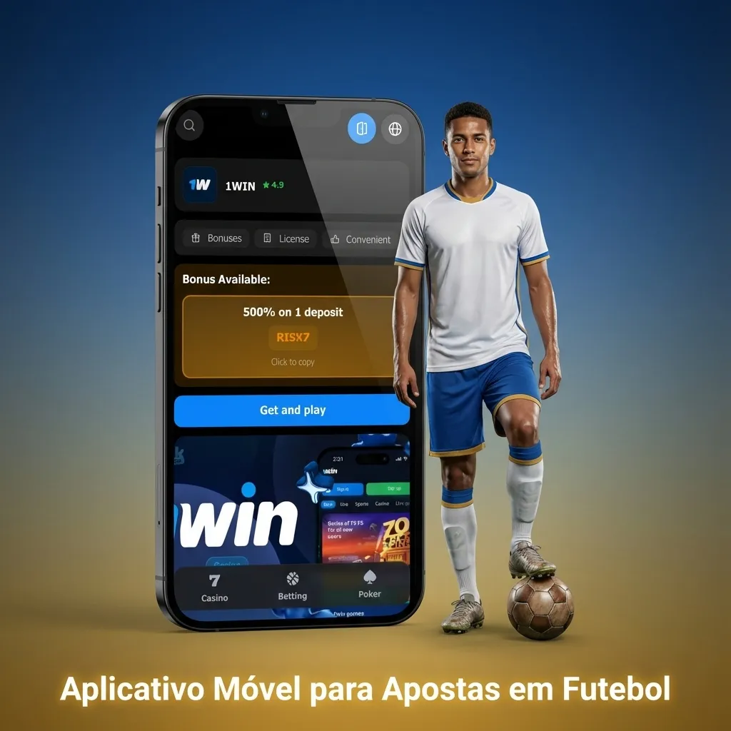 App móvel de apostas em futebol mostrando interface otimizada para celular com partidas, odds e funcionalidades completas