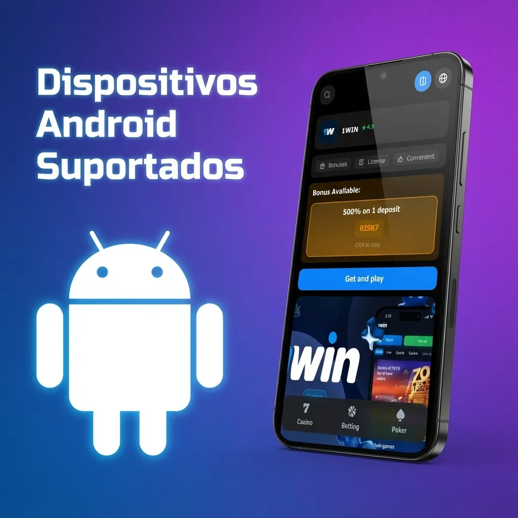 Lista de smartphones Android compatíveis com aplicativo 1win, incluindo modelos Samsung, Motorola, Xiaomi e outros.
