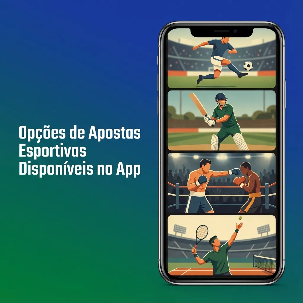 App 1win mostrando opções de apostas em futebol, basquete, tênis, e-sports e outros esportes populares