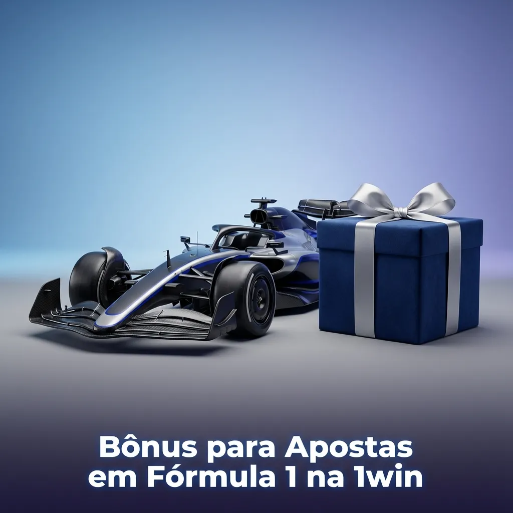 1win Formula 1 betting bonus welcome offer showing R$5,000 deposit match with rollover requirements and terms