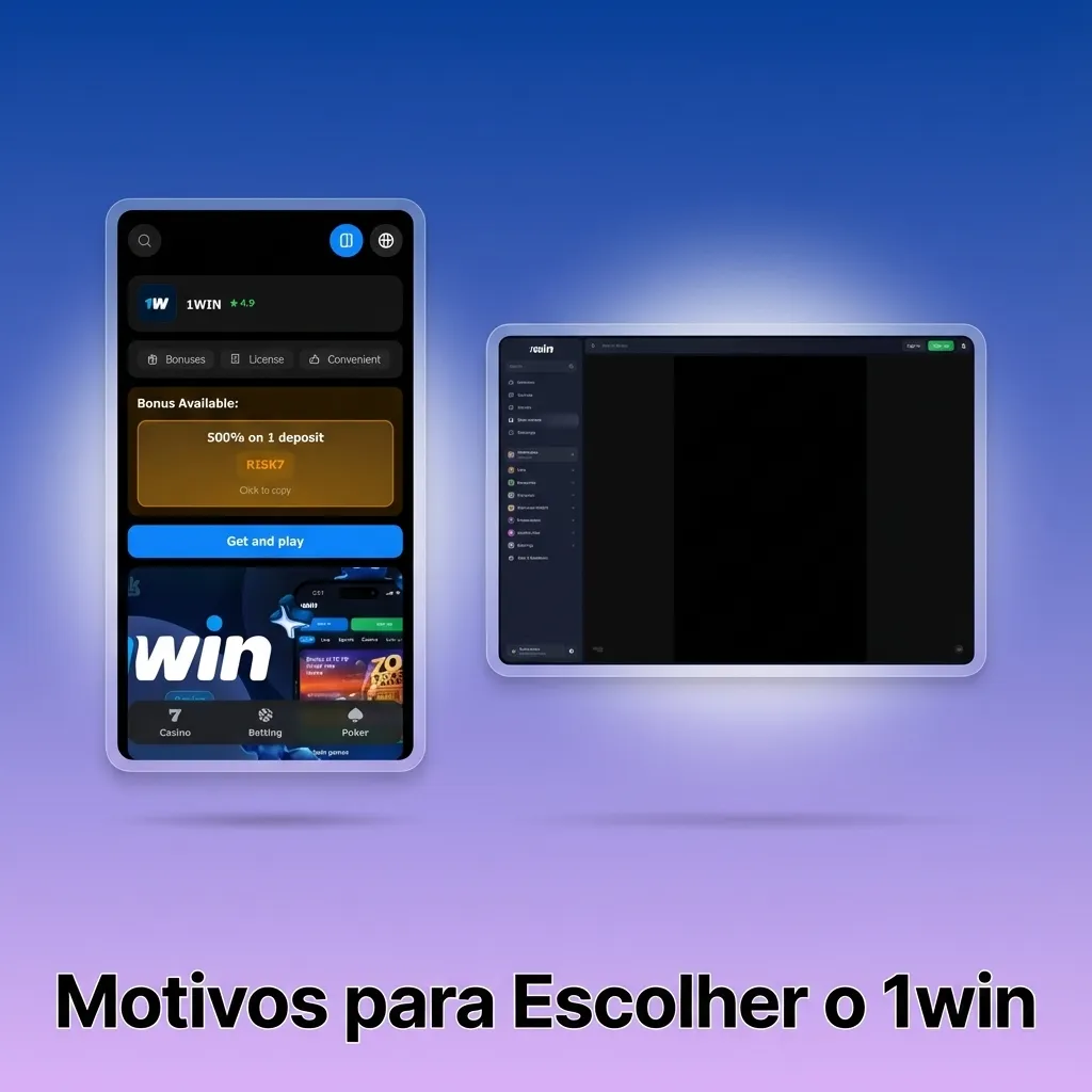 Painel digital da plataforma 1win mostrando odds competitivas, bônus e opções de apostas para jogadores brasileiros