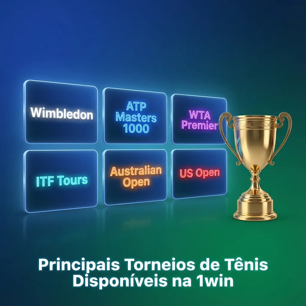 Major tennis tournaments on 1win platform including Grand Slams, ATP Finals, Masters 1000, and Davis Cup events