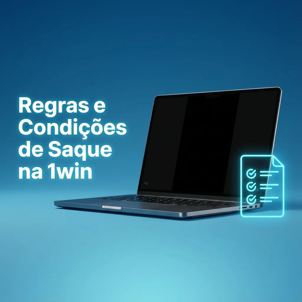 Pessoa verificando identidade e regras de saque no site 1win em laptop com documentos ao lado